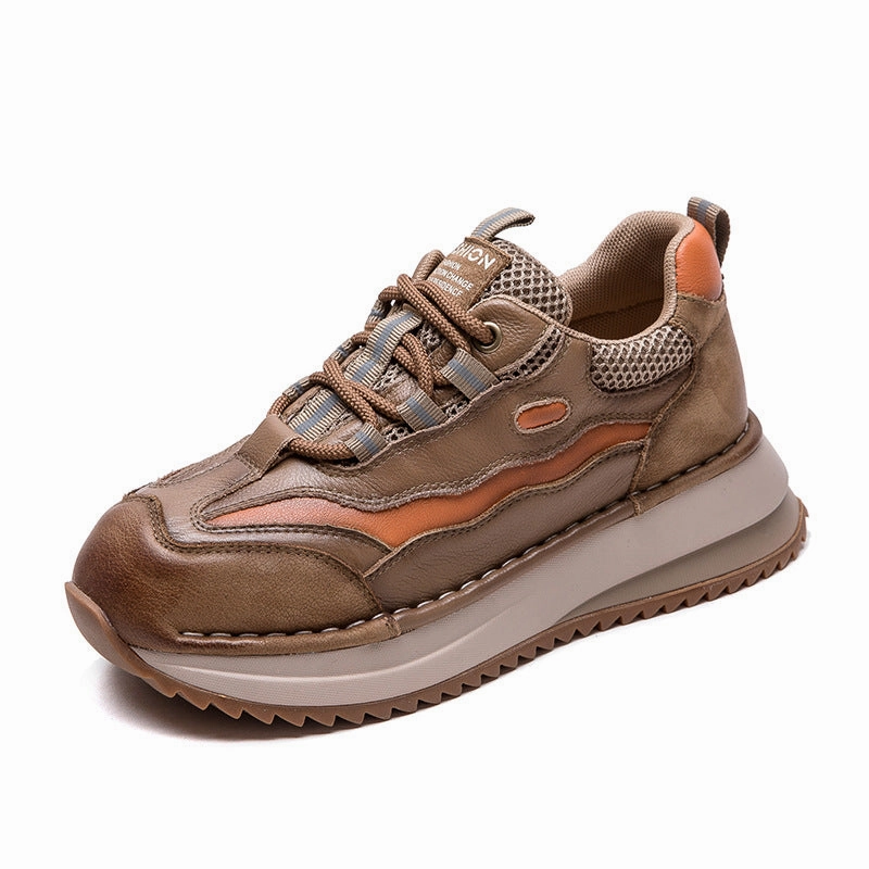 Second Hand Sneakers Women Stylish Color Matching Leather Casual Sneakers