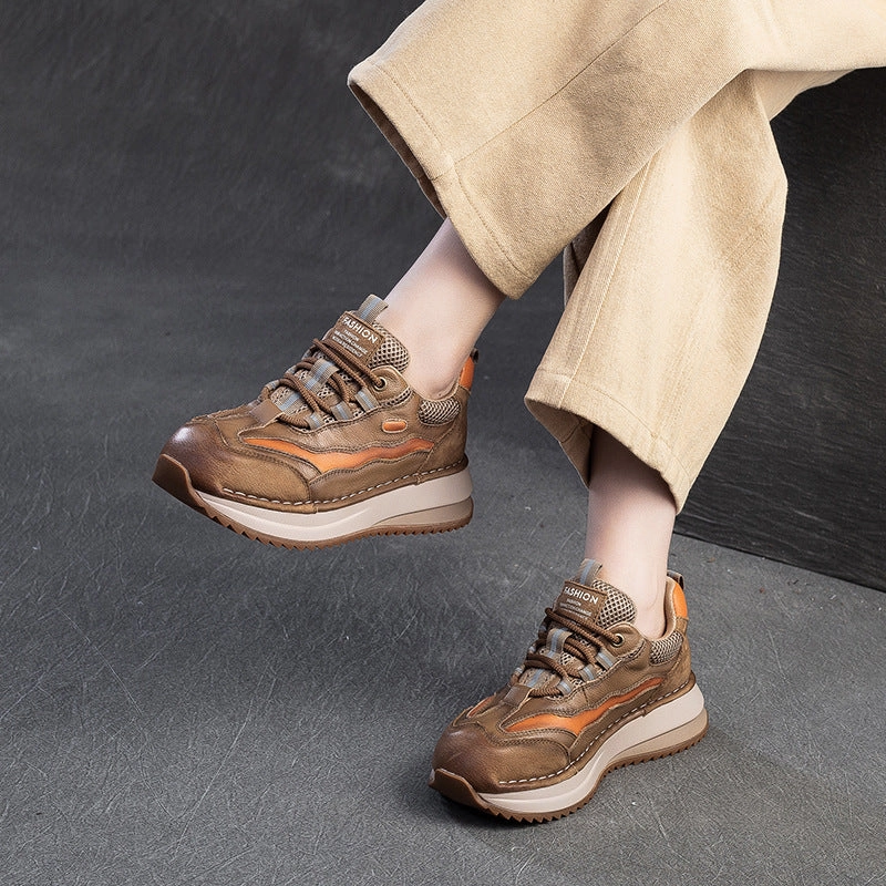 Steel Toe Work Sneakers Women Stylish Color Matching Leather Casual Sneakers