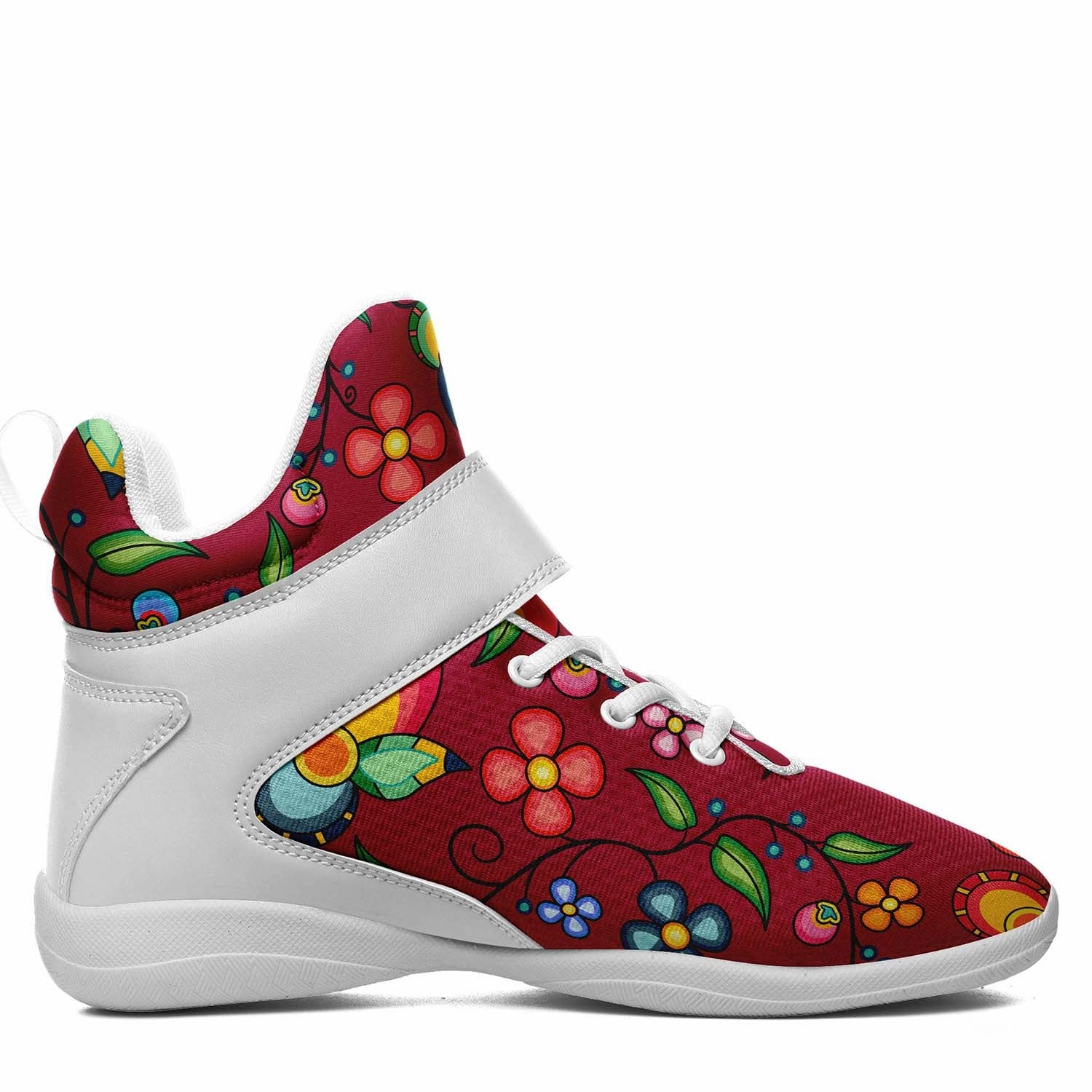 Pre-school Lockdown 7 Basketball Shoes Floral Bounty Magenta Leaves Ipottaa Basketball / Sport High Top Shoes - White Sole
