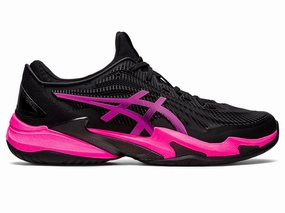 Men's Asics Court FlyteFoam 3, Black/Hot Pink, 8.5 D Medium Chunky Shoes Asics