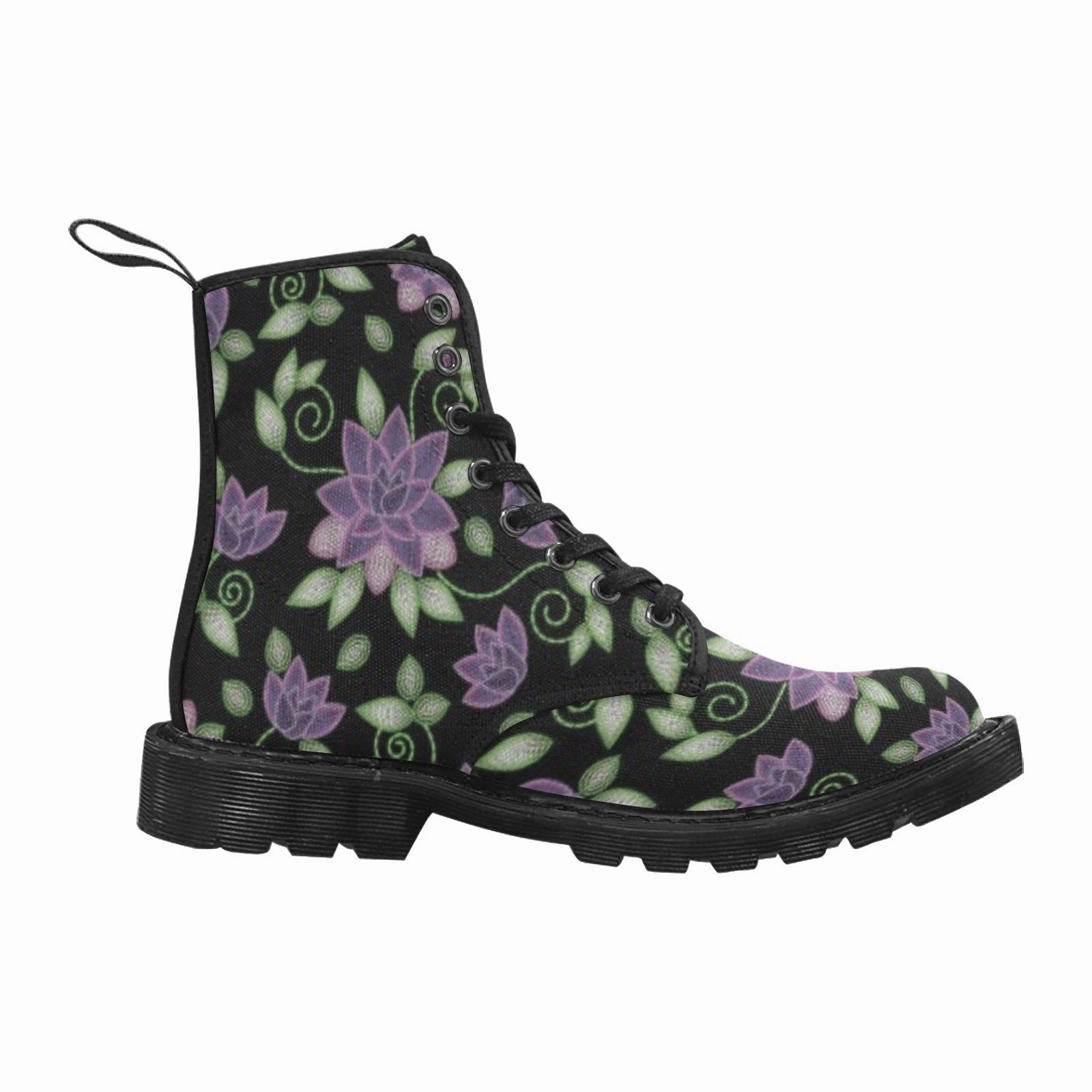 German Army Combat Boots Type 2000 Purple Beaded Rose Boots for Men (Black)