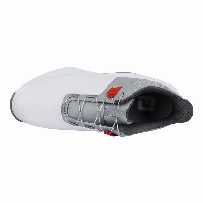 FOOTJOY Pro Lite BOA Mens Spikeless Shoes (White/Grey/Red) Best Sneaker Golf