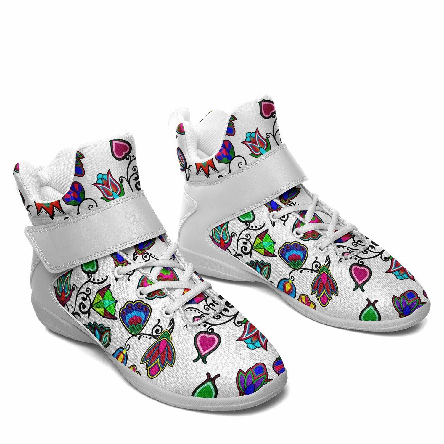 Indigenous Paisley White Ipottaa Basketball / Sport High Top Shoes - White Sole Basketball Shoes 4.5