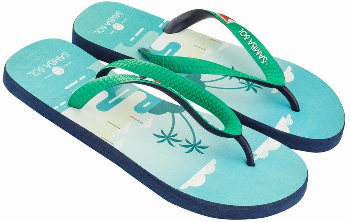 Flip Flops Made In California Samba Sol Men's Beach Collection Flip Flops - St Martin