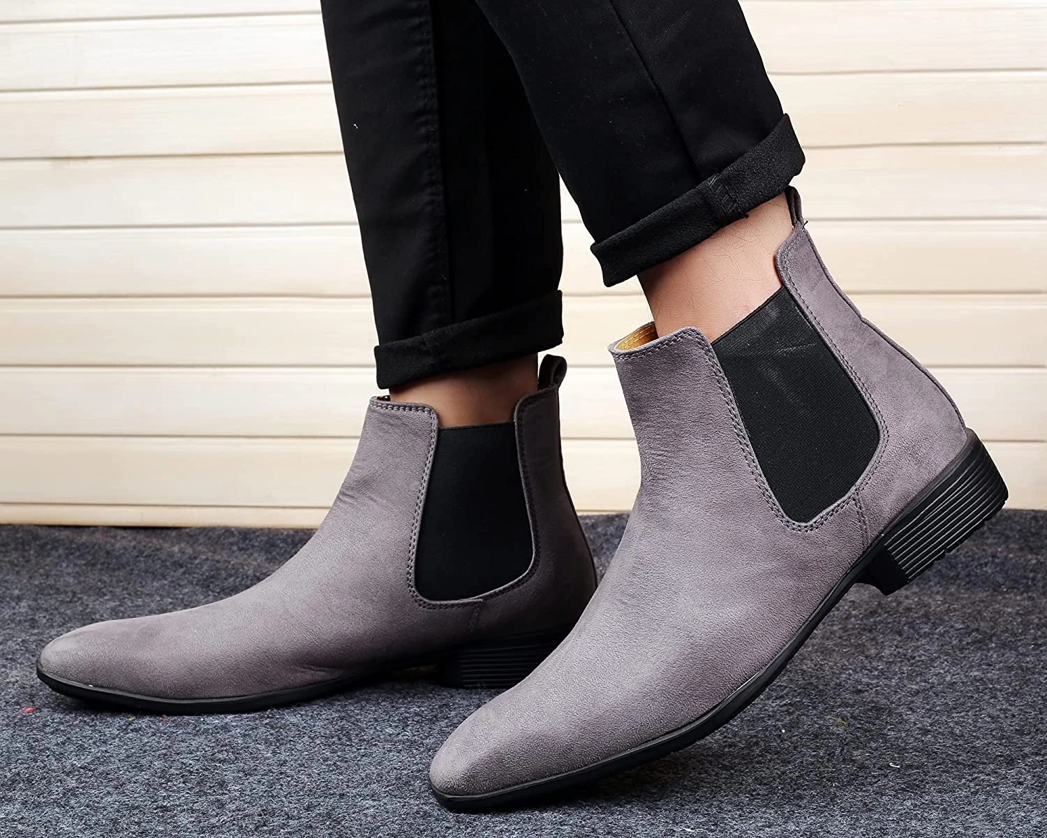 New Arrival Latest Suede Material Grey Casual Chelsea Boots For Men-JonasParamount Ariat Chelsea Work Boot