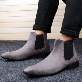 New Arrival Latest Suede Material Grey Casual Chelsea Boots For Men-JonasParamount Chelsea Ariat Boots