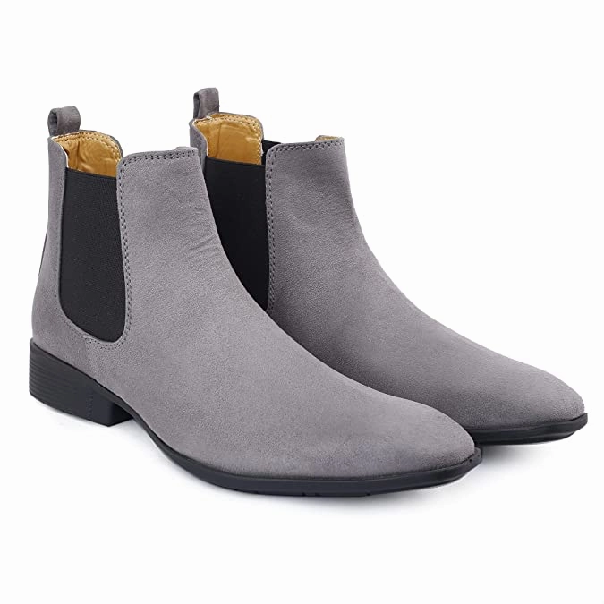 New Arrival Latest Suede Material Grey Casual Chelsea Boots For Men-JonasParamount Silver Glitter Chelsea Boots