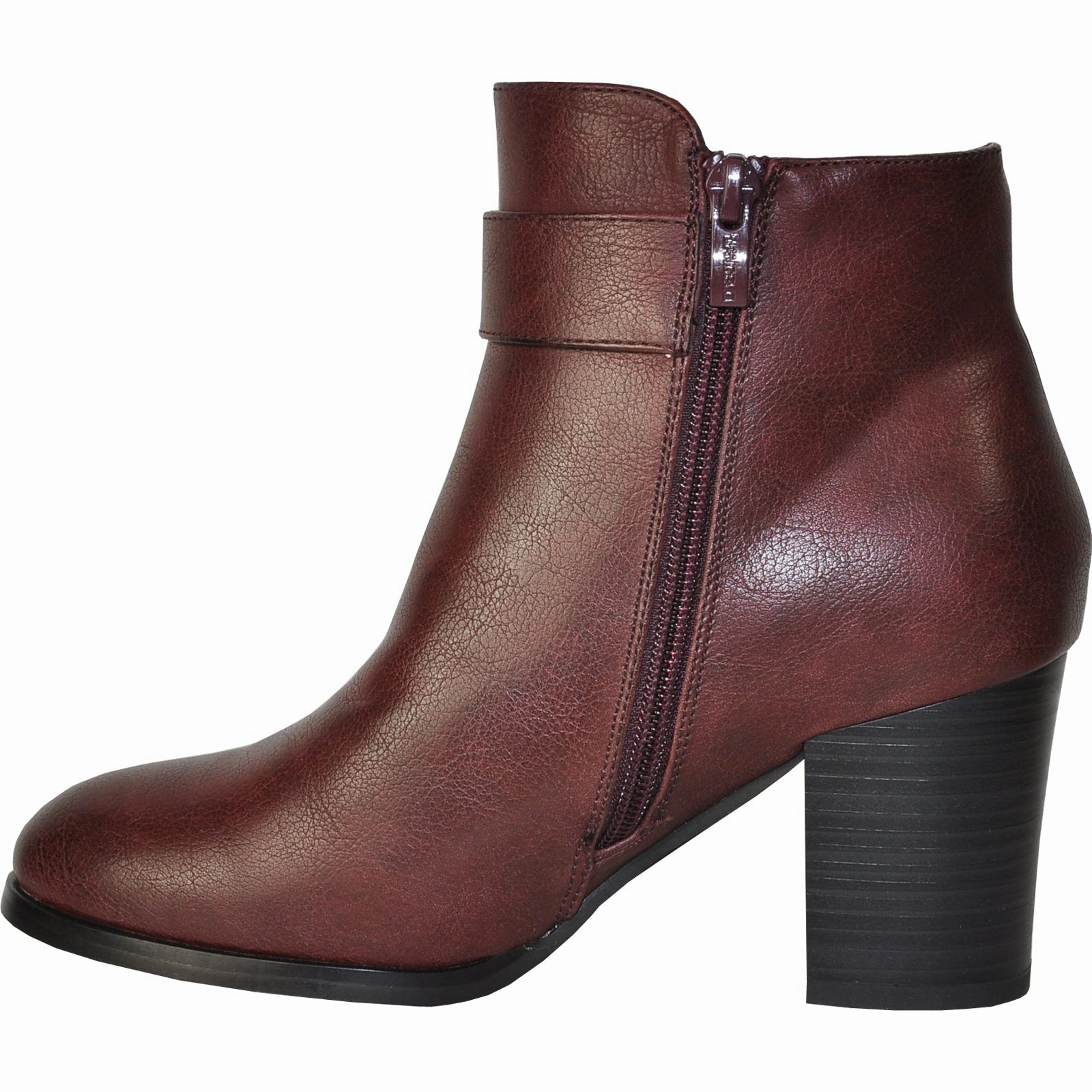 Multi Strap Ankle Boots VANGELO Women Boot HF8401 Ankle Dress Boot Bordo Red