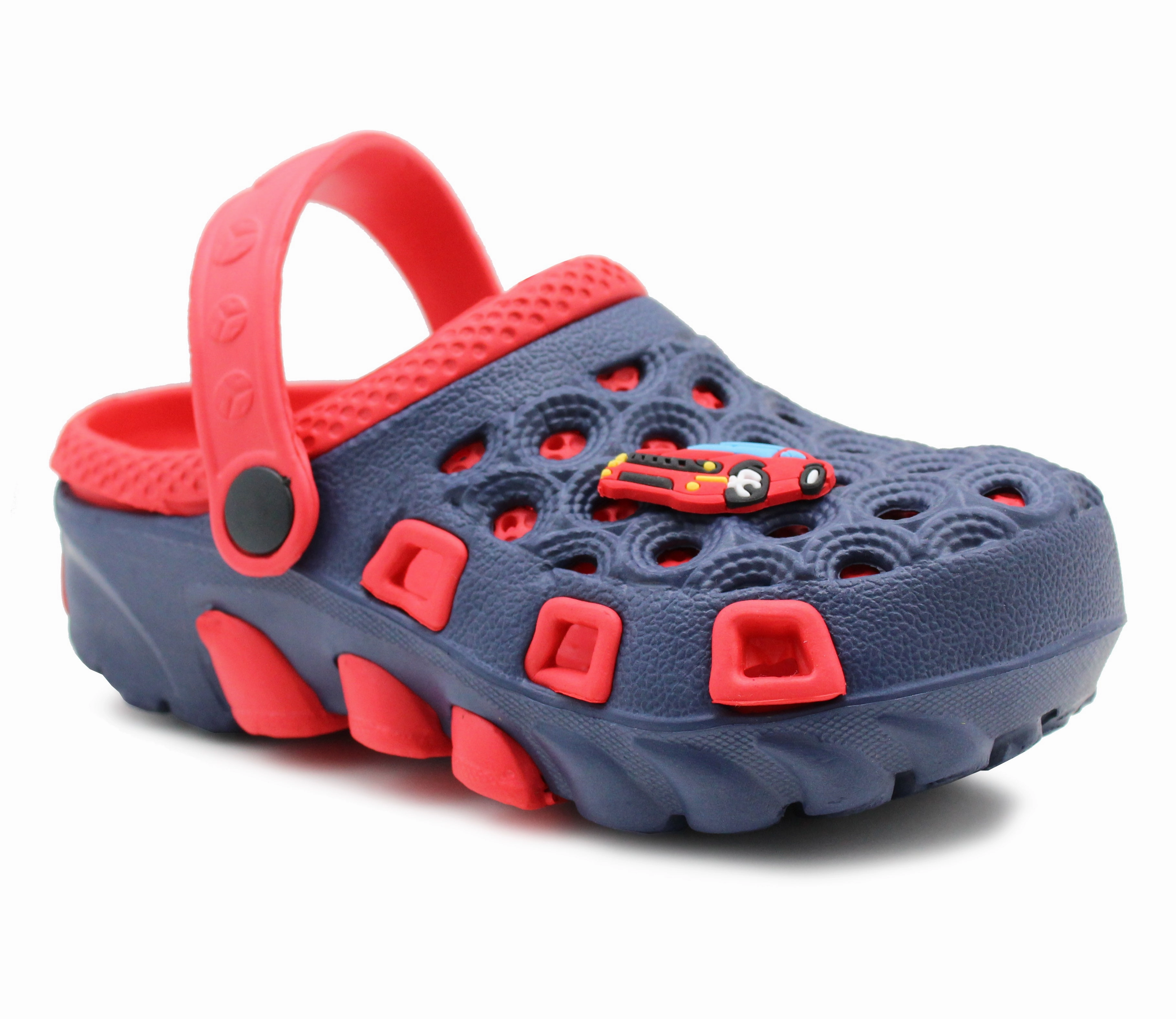 VATICAN Boys Kids EVA Lightweight Clogs in Navy/Red Amoji Garden Clogs