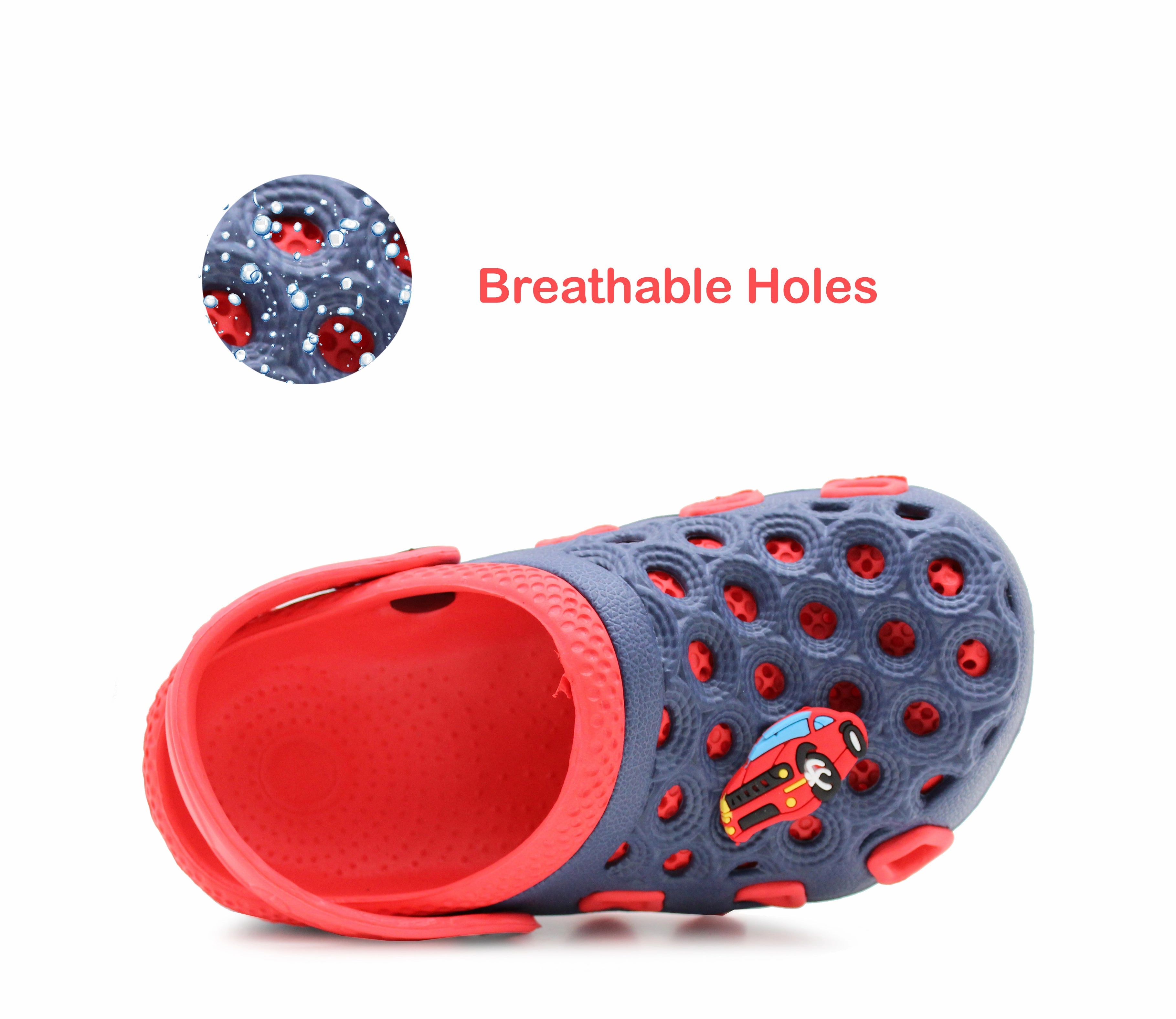 Clogs Chunky Heels VATICAN Boys Kids EVA Lightweight Clogs in Navy/Red