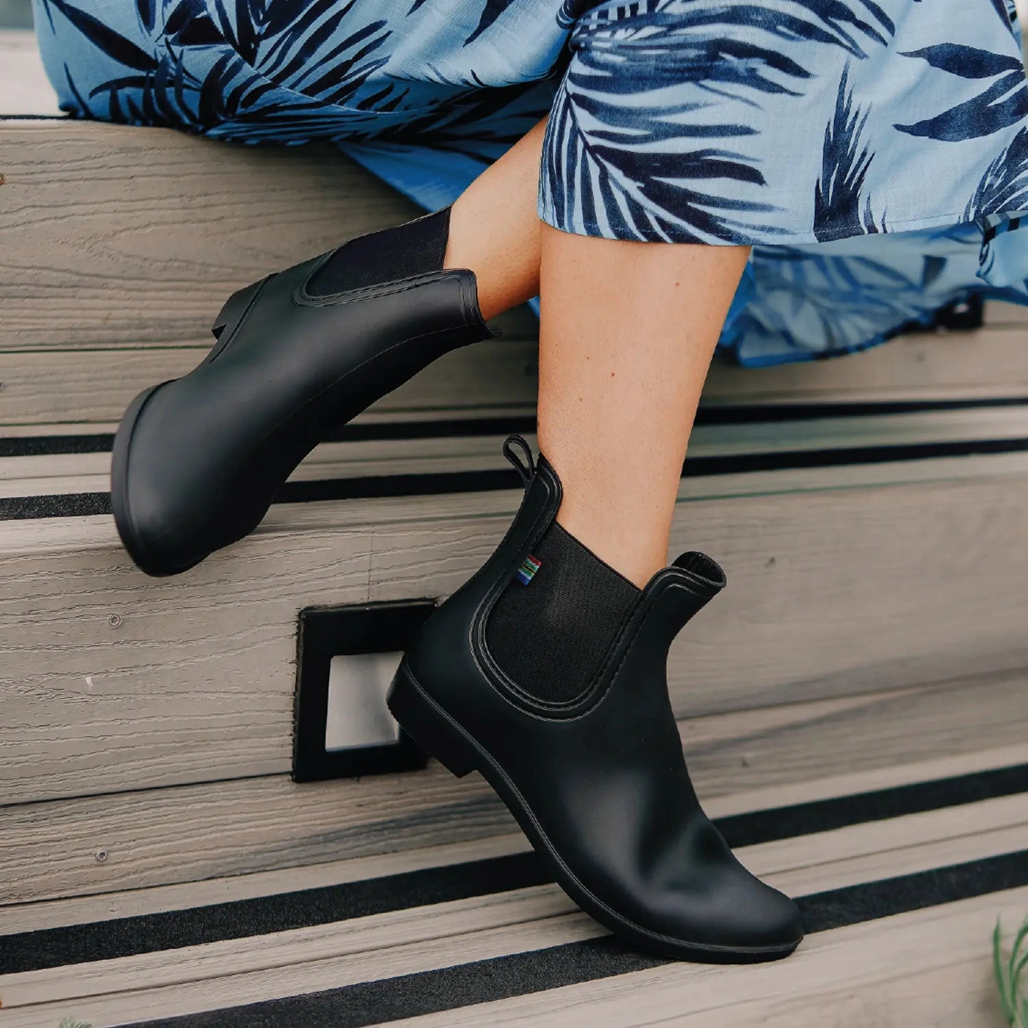 Tall Platform Chelsea Boots Veldskoen Ladies Gumboot (Black)