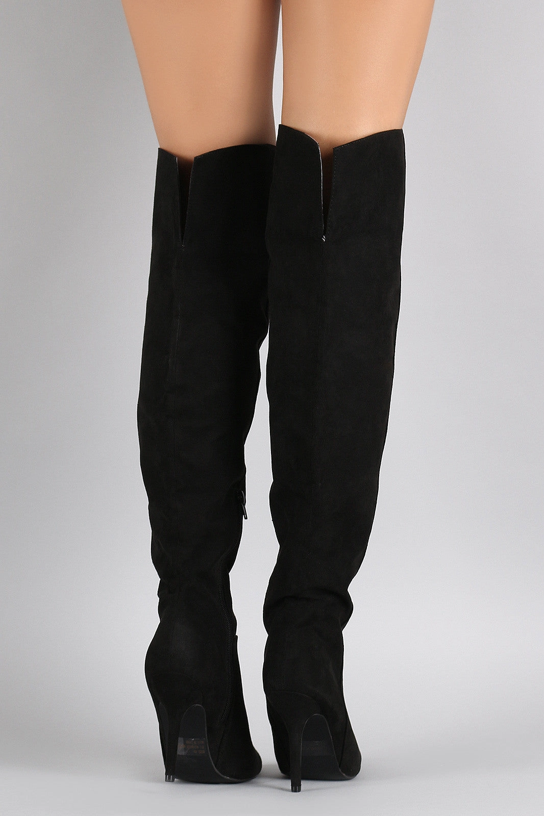 Qupid Pointy Toe Over-The-Knee Stiletto Boots Best Knee High Wading Boots