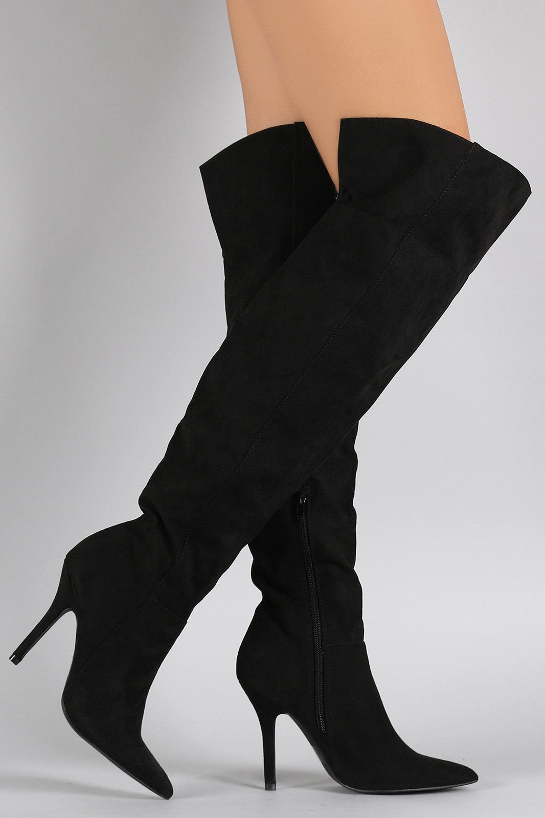 Qupid Pointy Toe Over-The-Knee Stiletto Boots Over The Knee High Heel Boots