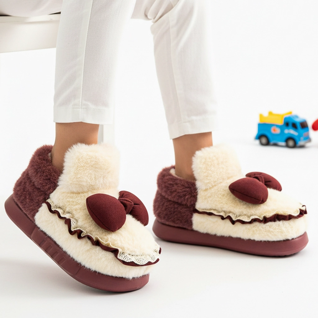 Kids bow fur Lace Up Espadrille Flat Sandals