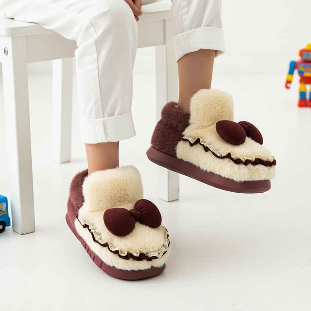 Kids bow fur Mountain Mamba Espadrilles