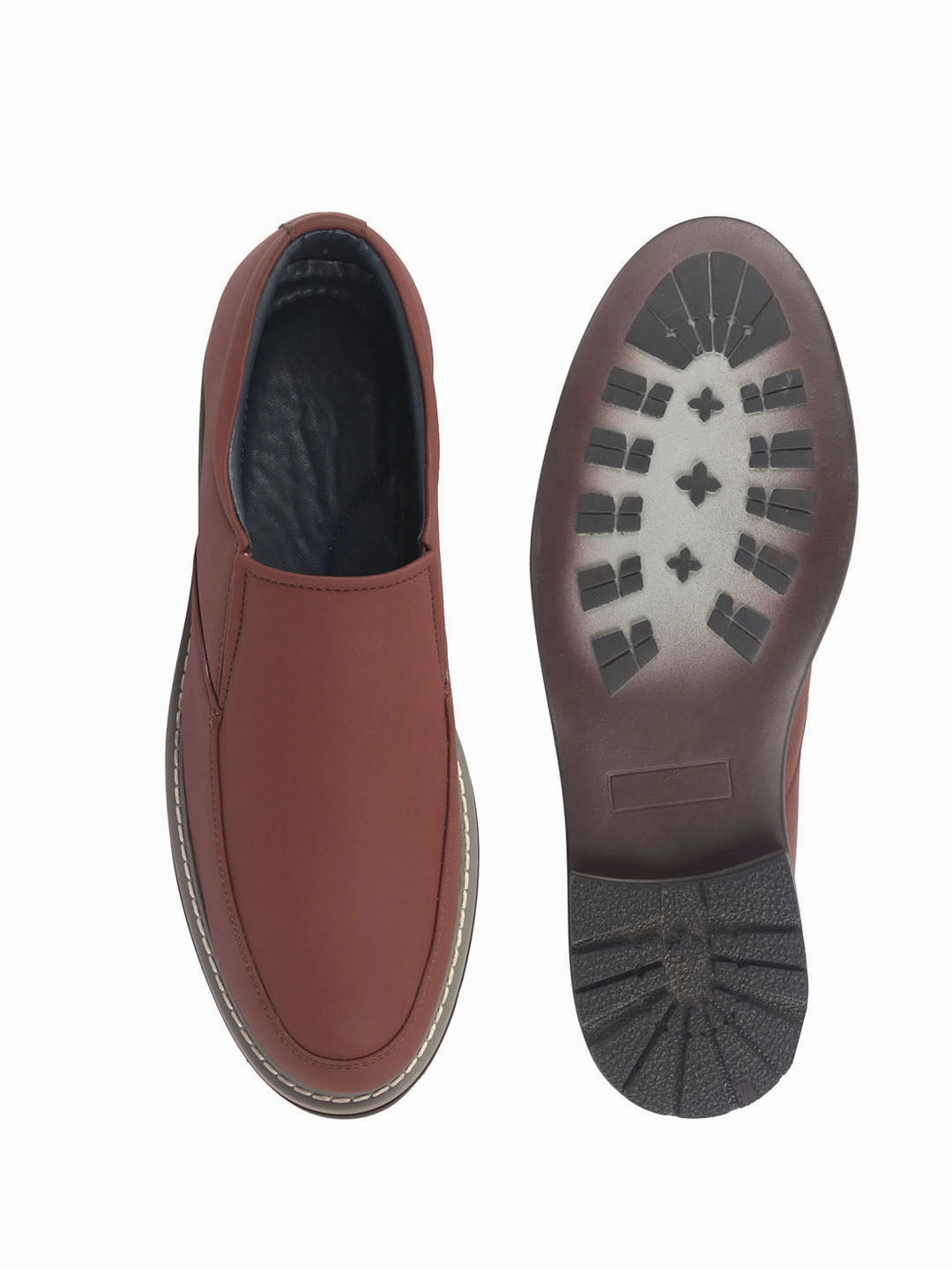 Met Guard Work Boots Men Cherry Formal Office Comfort Broad Feet TPR Welted Sole Slip On Shoes