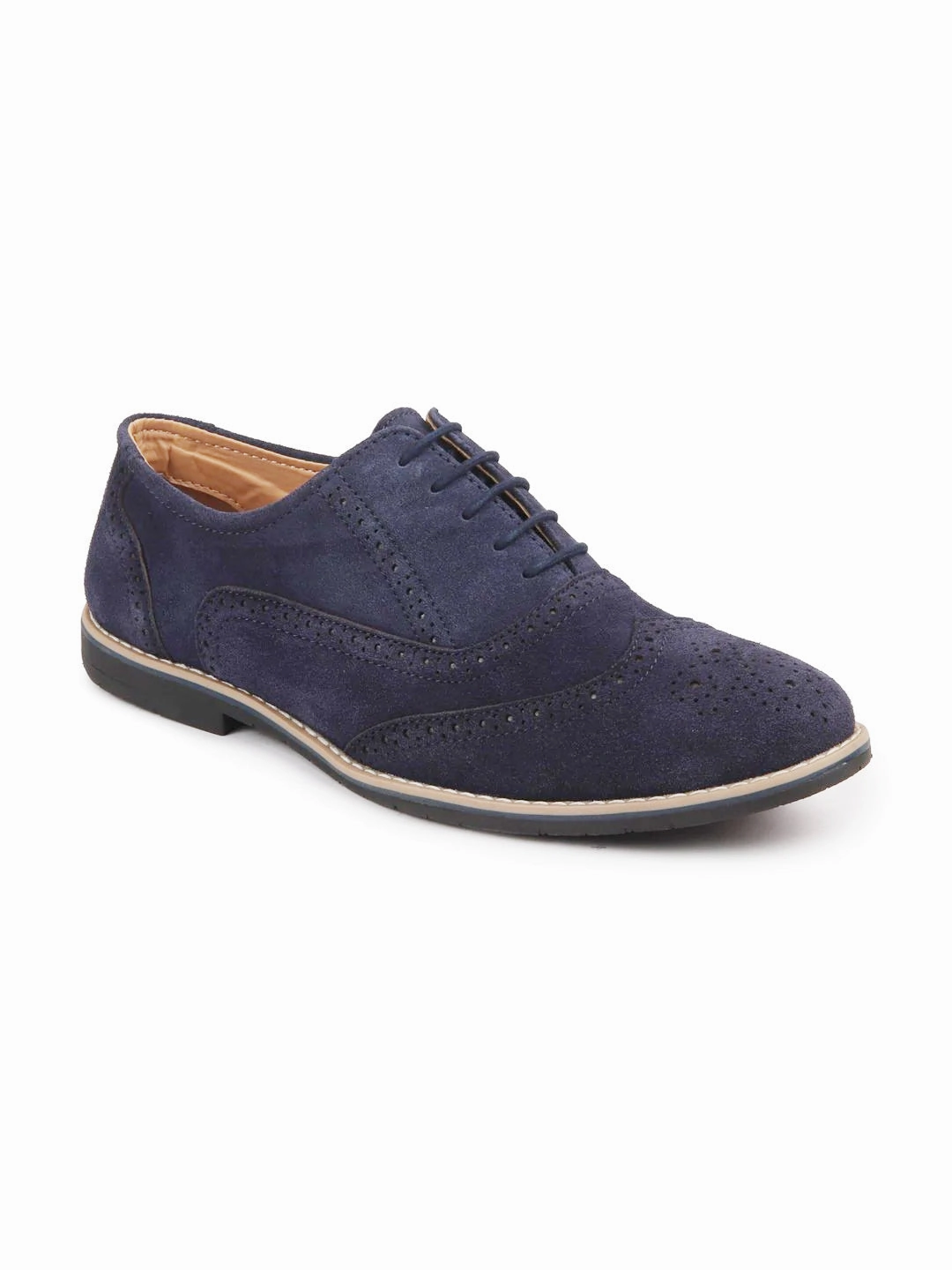 13 Eee Work Boots Men Navy Suede Leather Brogue Shoes with TPR Welted Sole