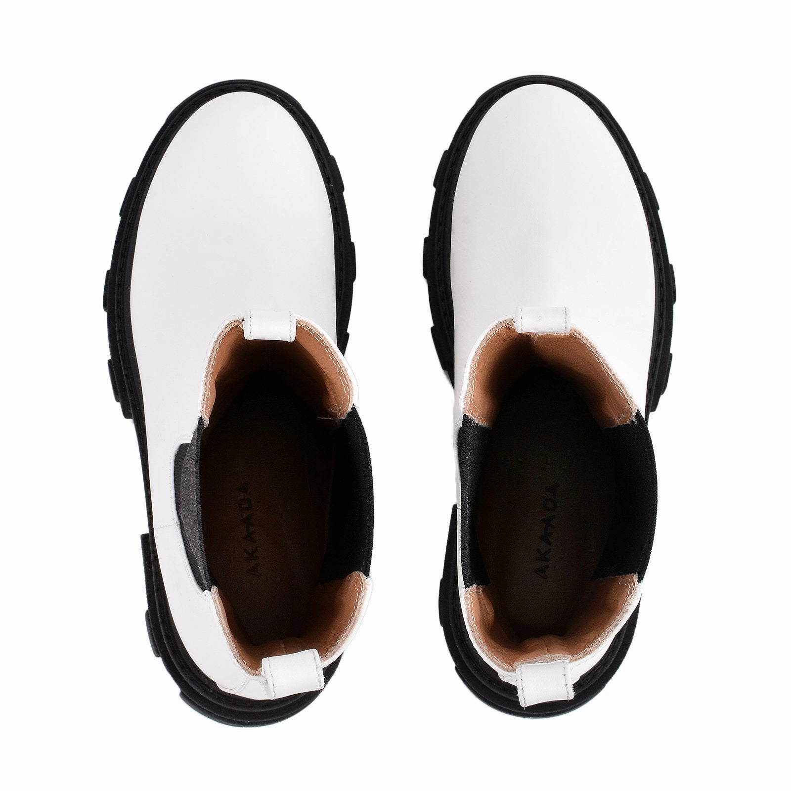 Rin White Elastic Combat Boots Chelsea Boots Gloss