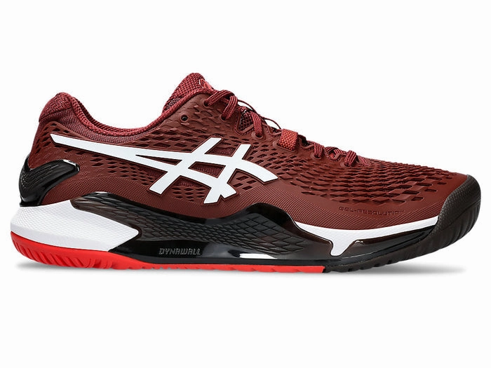 Men's Asics Gel-Resolution 9, Antique Red/White, 8 D Medium Asics Volleyball Shoes Gel Rocket 11