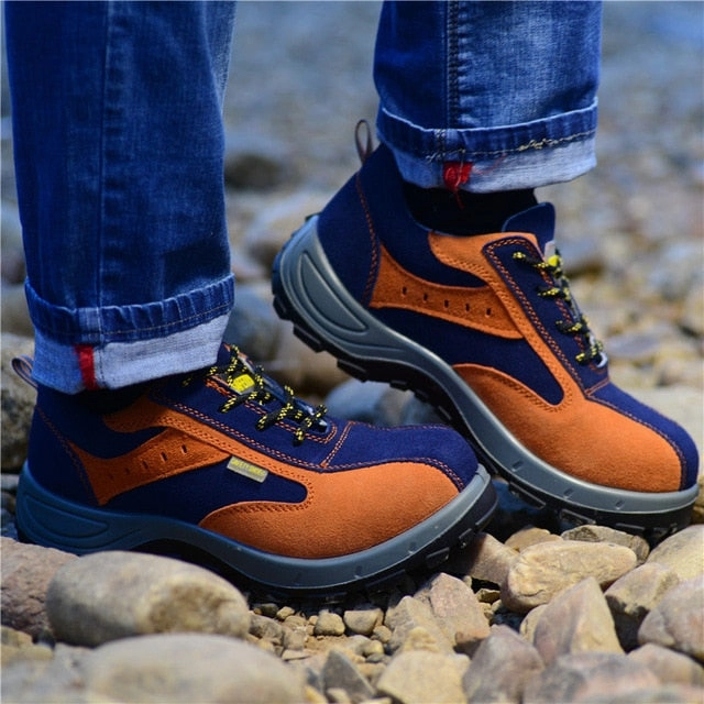 Soft Lace Up Ankle Boots Winter Men Work Safety Shoes Steel Toe Warm Breathable Men's Casual Boots Puncture Proof Labor Insurance Shoes