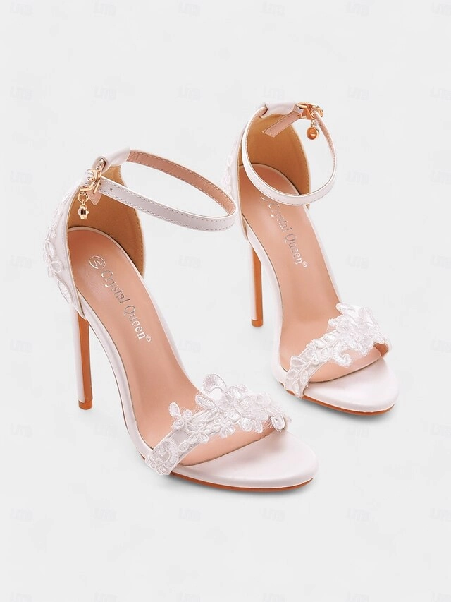 with Stiletto Heels Ankle White Strap Lace Wedding Women's Holographic Ankle Boots