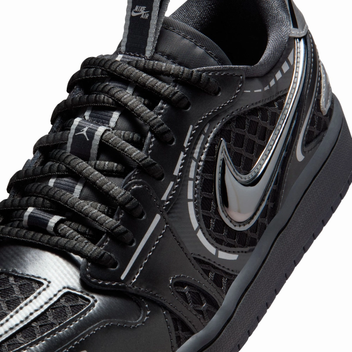 Steelers Nike Shoes Wmns Air Jordan 1 Low Method of Make V3 'Black Metallic Silver White'