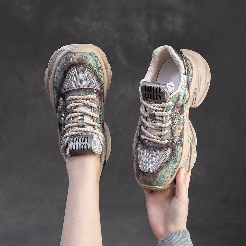 Sneakers Street Women Casual Crystal Chunky Platform Sneakers