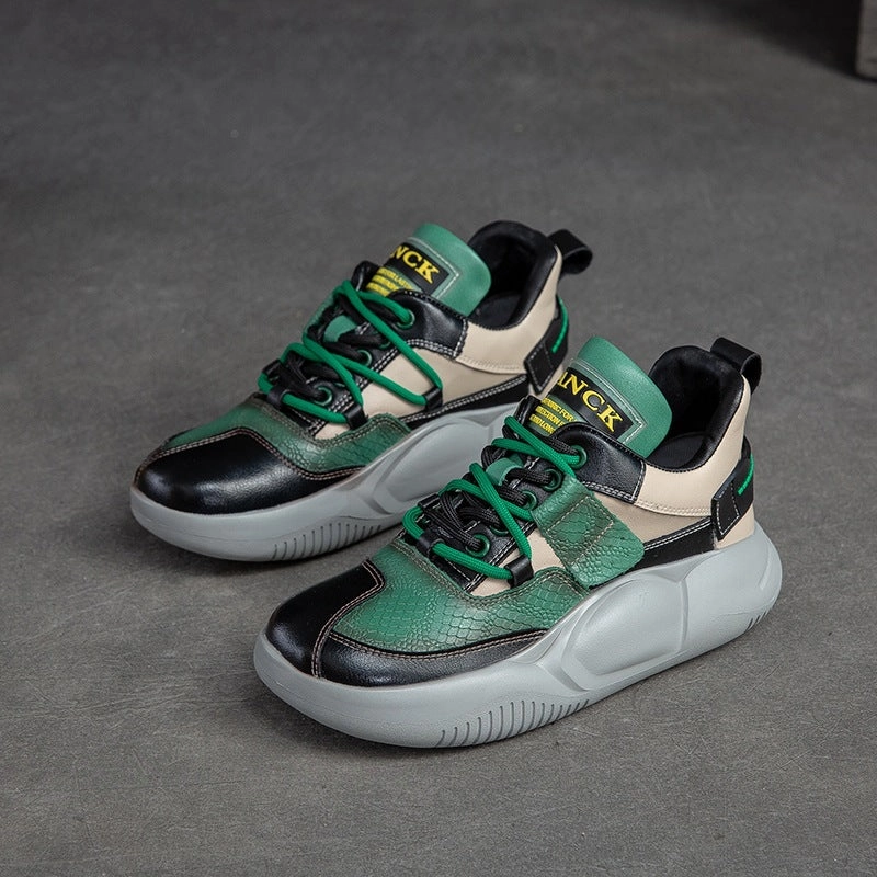Women Casual Retro Patchwork Leather Sneakers Sneakers For Running