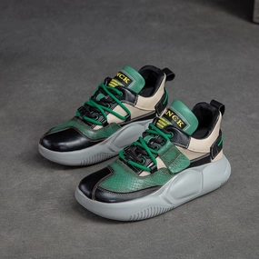 Gator Sneakers Women Casual Retro Patchwork Leather Sneakers