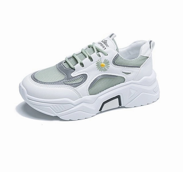 Sneakers To Wear With Dresses Women Chunky Sneakers Fashion Vulcanize Shoes New Female Black White Platform Shoes Thick Sole Casual Shoes Woman Sneakers 7cm