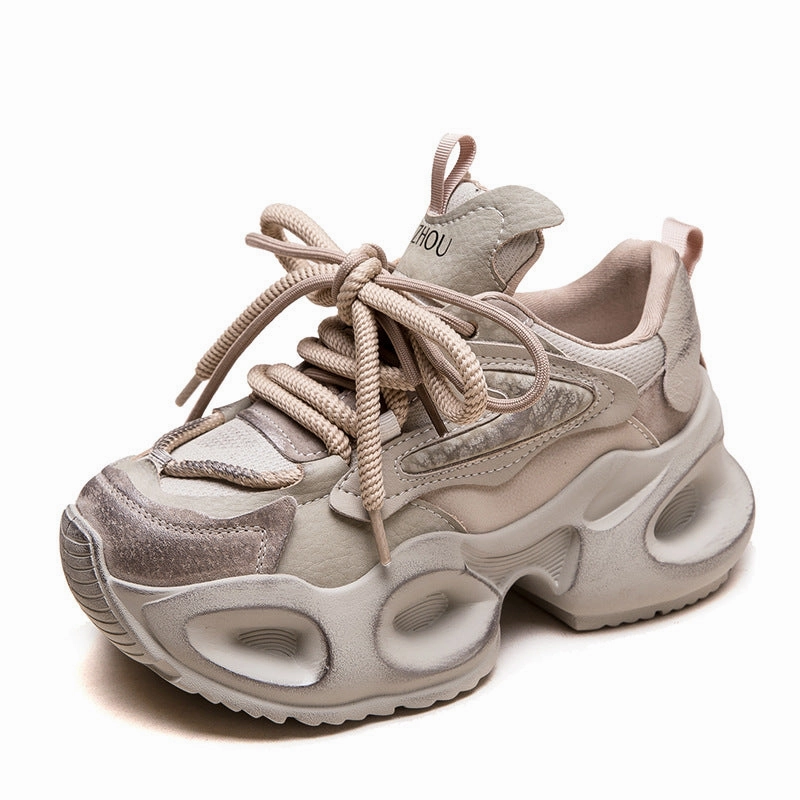 Sneakers Match Tees Women College Style Wedge Chunky Platform Sneakers