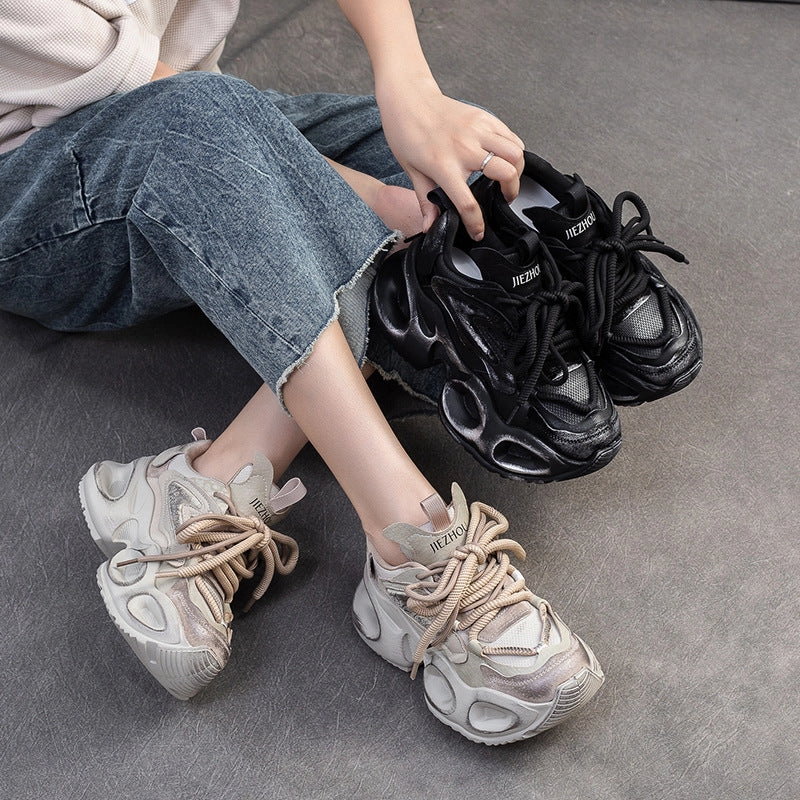 Carl Langenfeld Sneakers Women College Style Wedge Chunky Platform Sneakers