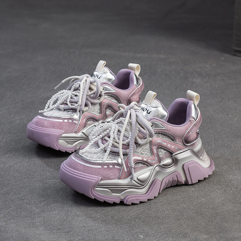 Good Sneakers For Zumba Women Fashion Breathable Chunky Platform Sneakers