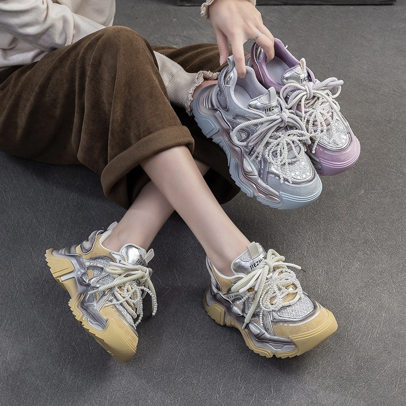 Women Fashion Breathable Chunky Platform Sneakers Best Sneakers For Exercise