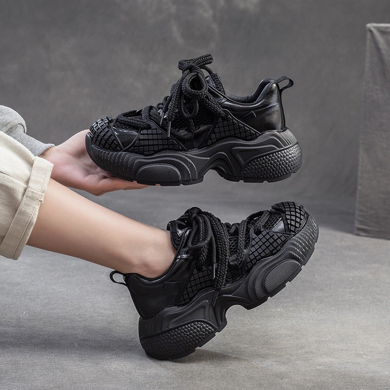 Women Fashion Breathable Mesh Chunky Platform Sneakers Red Bottoms Sneakers