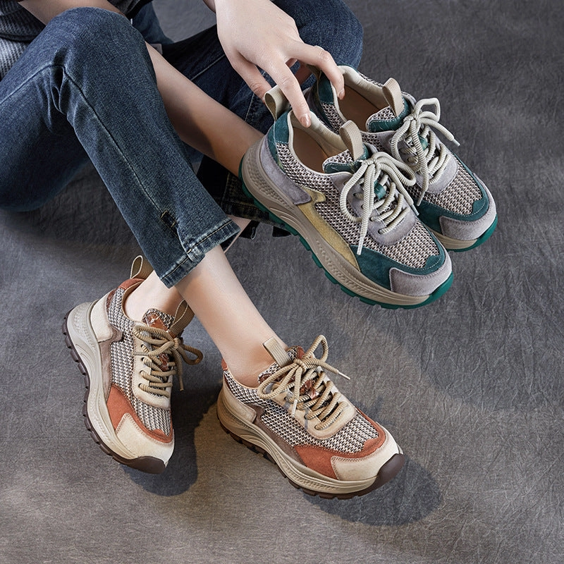 Hooka Sneakers Women Fashion Breathable Mesh Leather Casual Sneakers