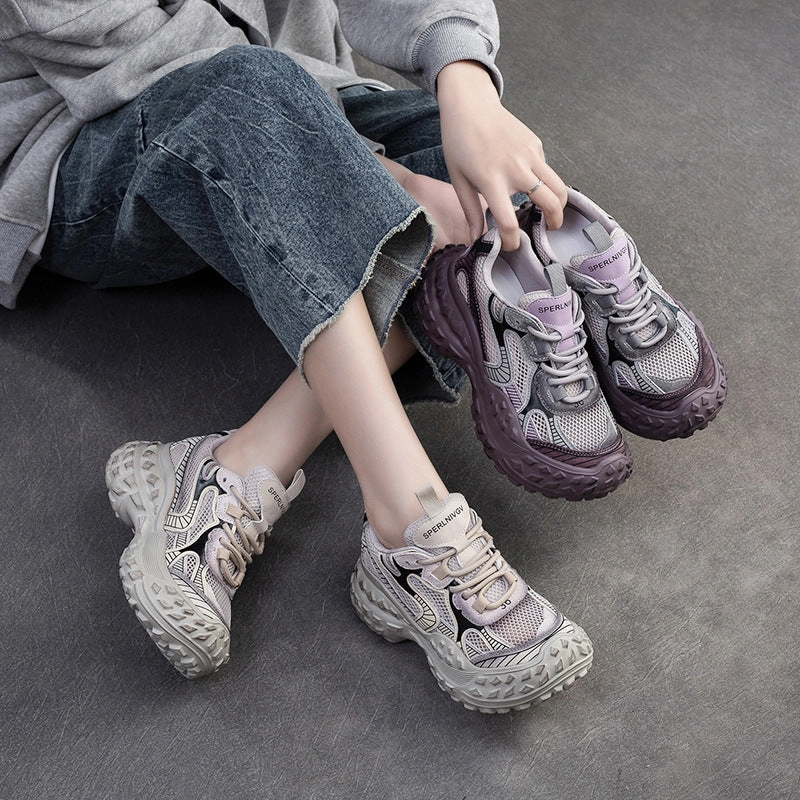 Future Sneakers Women Fashion Breathable Mesh Leather Platform Shoes