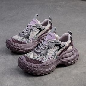 Cool Slip On Sneakers Women Fashion Breathable Mesh Leather Platform Shoes