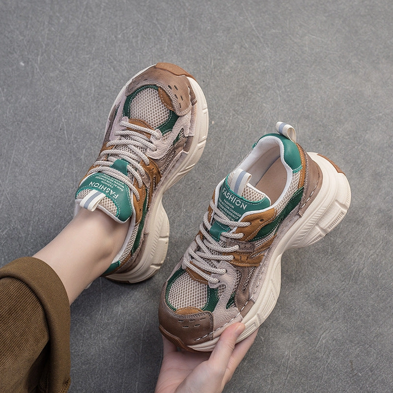 Sneakers Macys Women Fashion Color Matching Breathable Thick Soled Sneakers