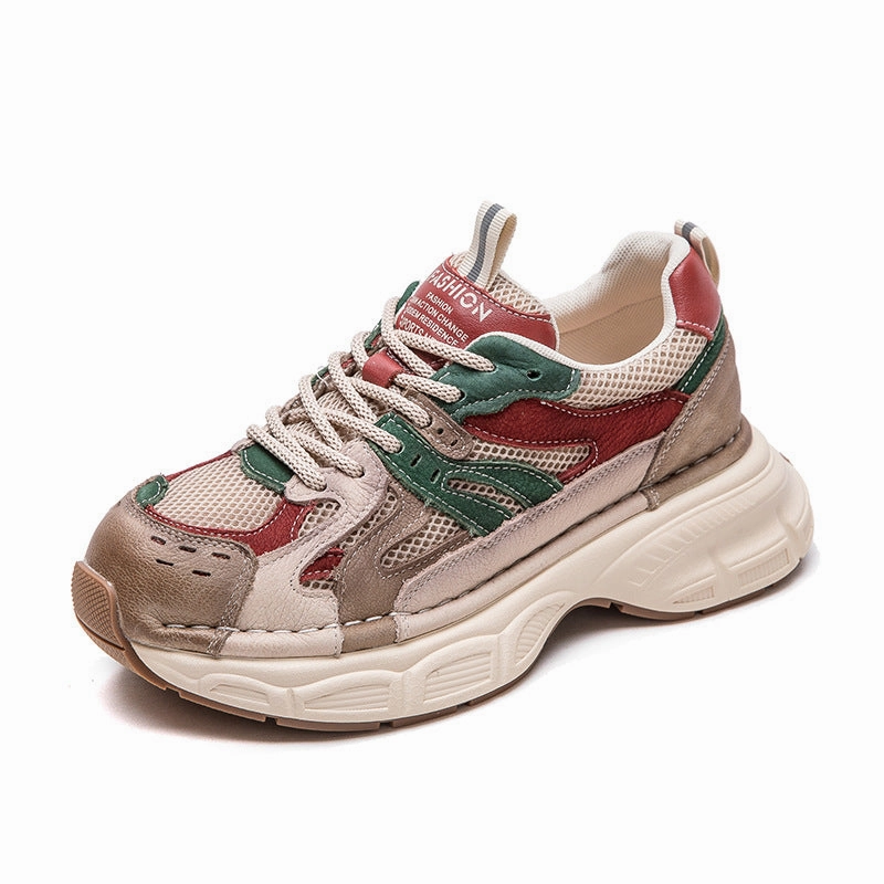 Sneakers To Wear With Dress Pants Women Fashion Color Matching Breathable Thick Soled Sneakers