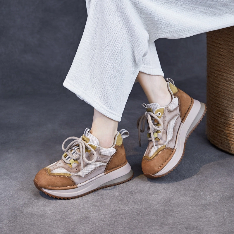 Women Fashion Leather Breathable Casual Platform Sneakers Dr Scholl's Time Off Sneakers