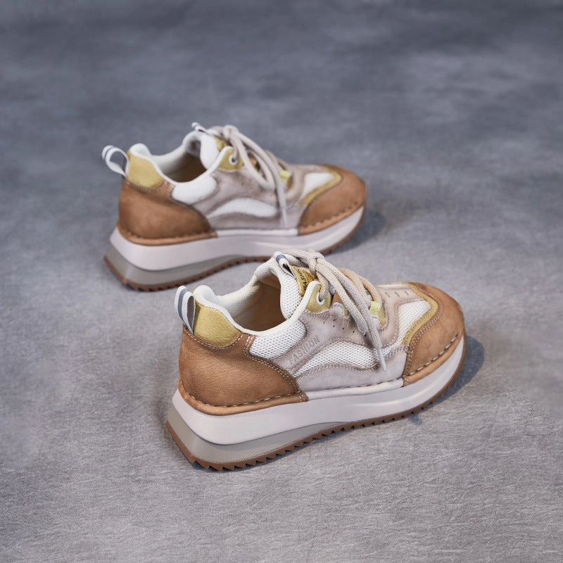 P448 Sneakers Women Fashion Leather Breathable Casual Platform Sneakers