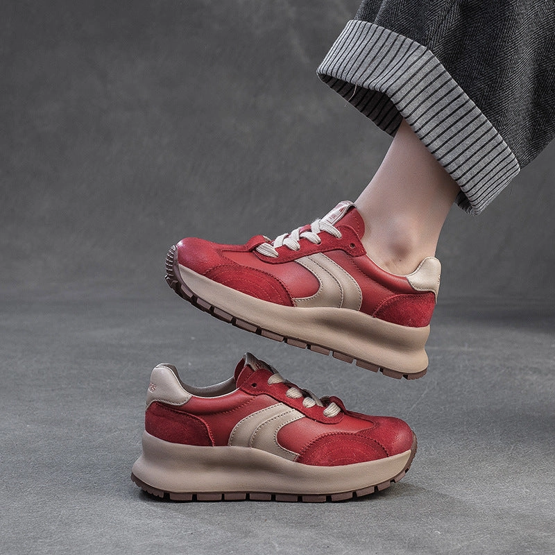 Reba Sneakers Women Fashion Leather Thick Soled Casual Sneakers