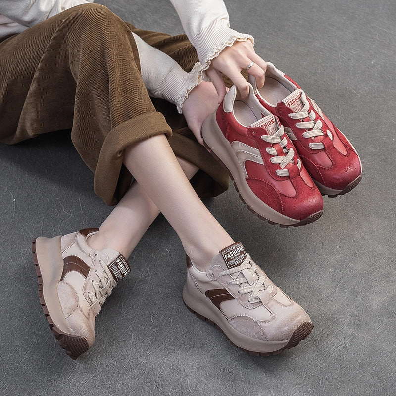 Teva Sneakers Women Fashion Leather Thick Soled Casual Sneakers