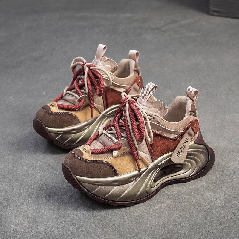 Gel Running Sneakers Women Fashion Patchwork College Chunky Platform Sneakers