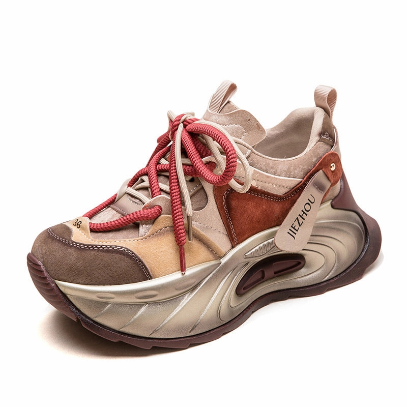 Women Fashion Patchwork College Chunky Platform Sneakers Veja Recife Sneakers