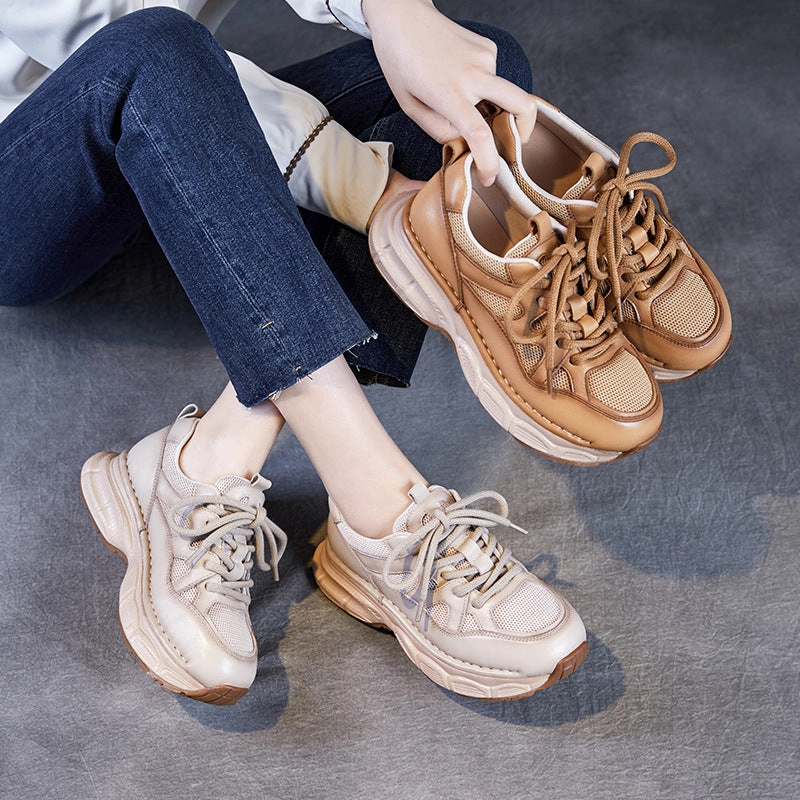 Rhinestone Platform Sneakers Women Minimalism Breathable Mesh Plain Casual Sneakers