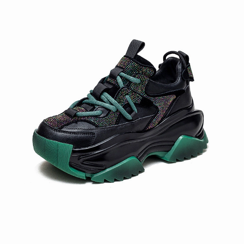 Women Patchwork Leather Chunky Platform Sneakers Cheaney Sneakers