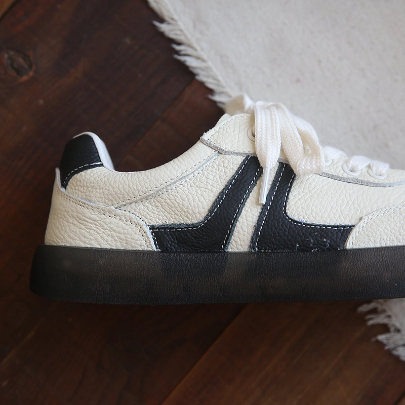Women Retro Cowhide Patchwork Soft Sneakers Casual Shoes Sneakers