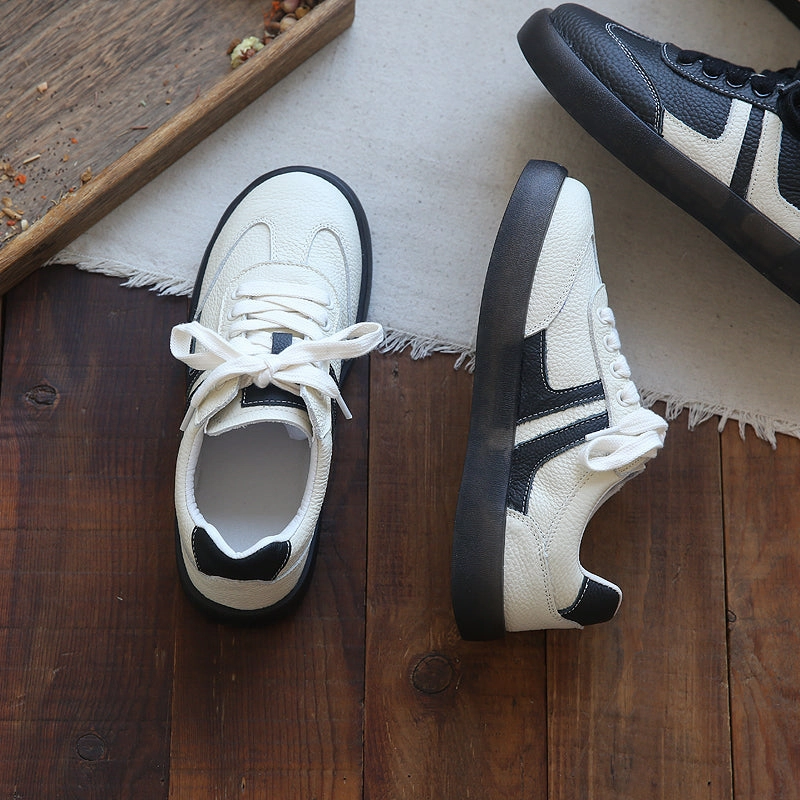 Espadrille Sneakers Women Retro Cowhide Patchwork Soft Sneakers